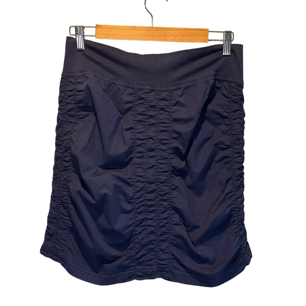 XCVI Wearables Navy Ruched Pull-on Mini Skirt - size Small